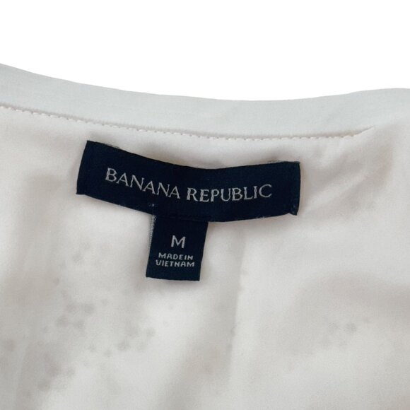 Banana Republic One-Shoulder Ivory Eyelet Ruffle Blouse Women SZ M Cotton Blend - Picture 3 of 9